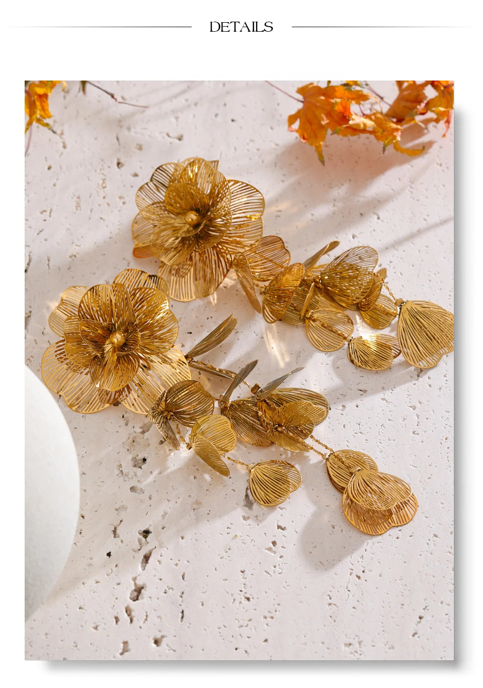Flower Earrings — Gold-Plated Stainless Steel · PS2148