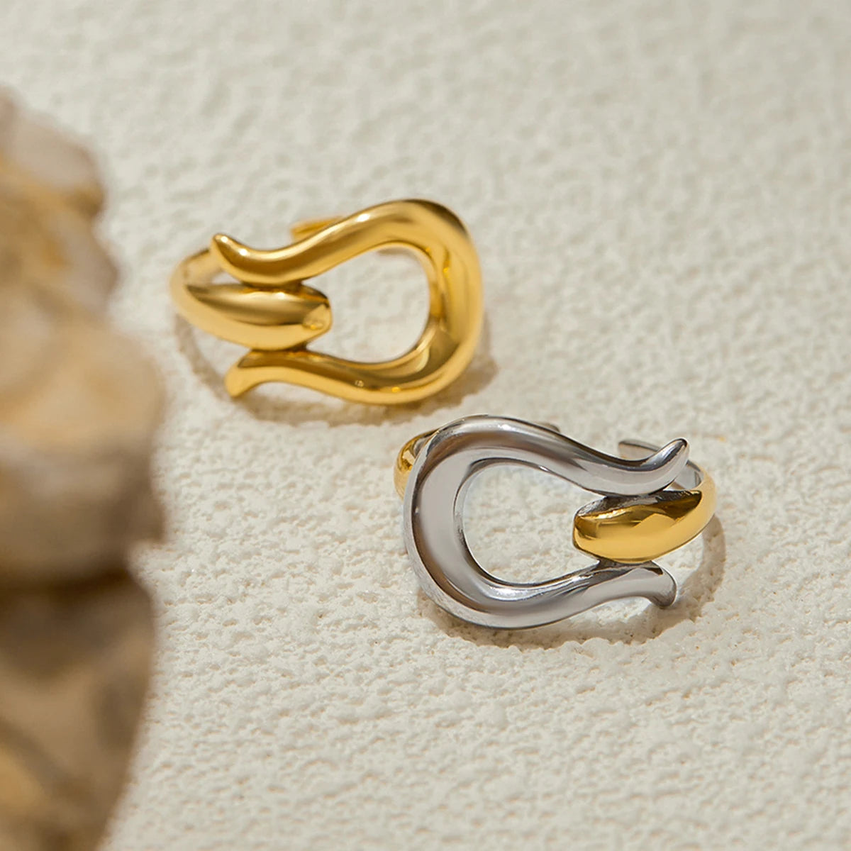 Smooth Irregular Open Ring — Stainless Steel · PS343