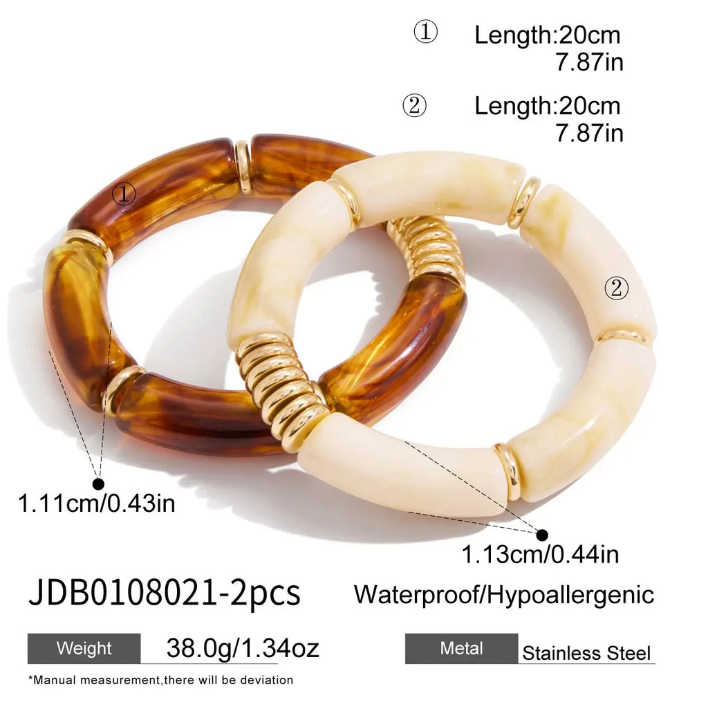Resin Bangle Bracelet Stack — Stainless Steel · PS037