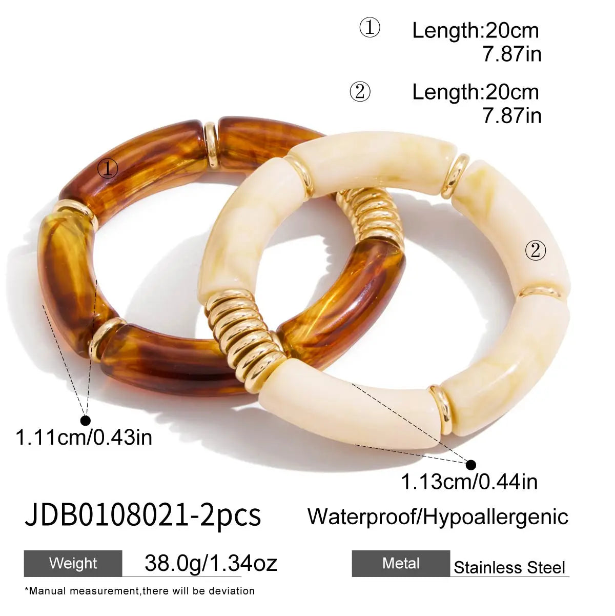 Resin Bangle Bracelet Stack — Stainless Steel · PS037
