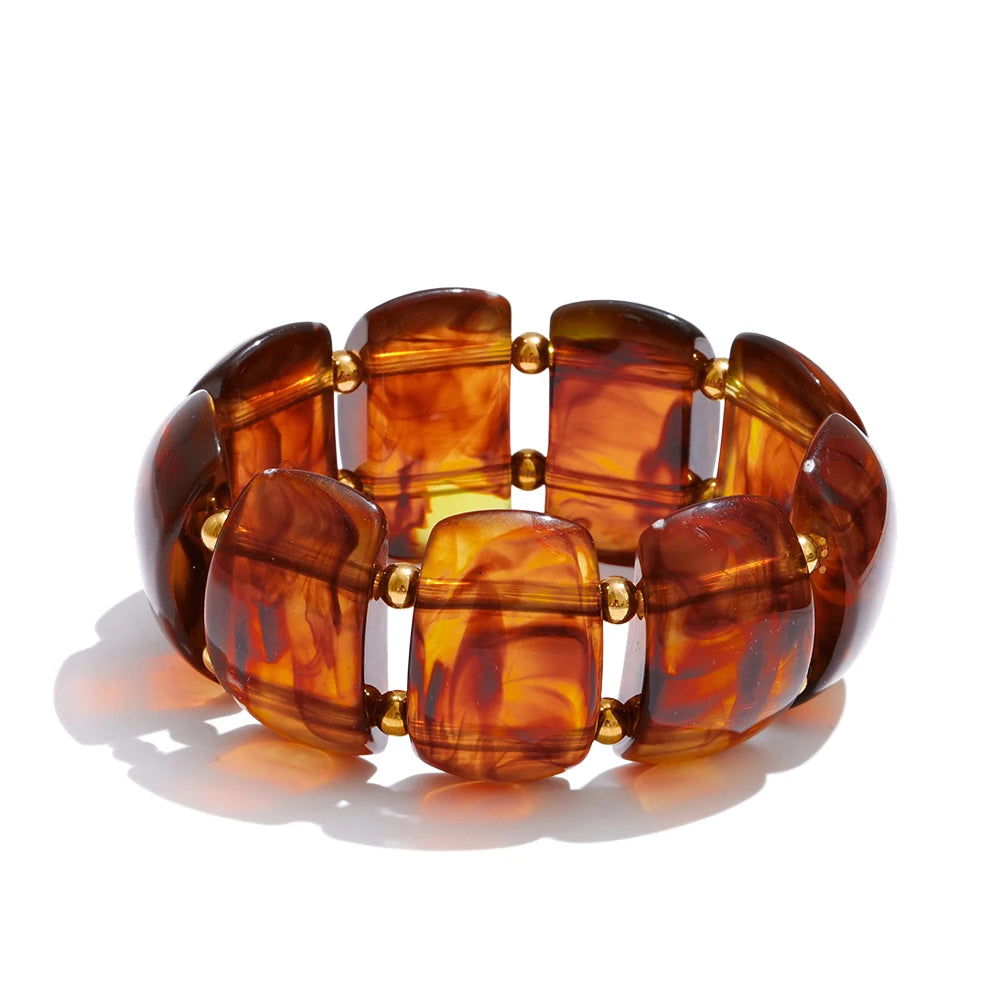 Resin multi-color geometric bracelet in gold-plated stainless steel with resin.