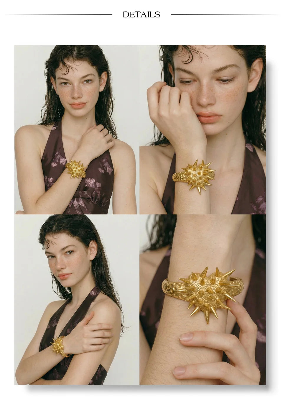 Heart geometric bracelet in gold-plated stainless steel.