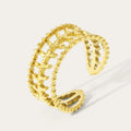 Layered Leaf Adjustable Ring — 316L Stainless Steel · PS423