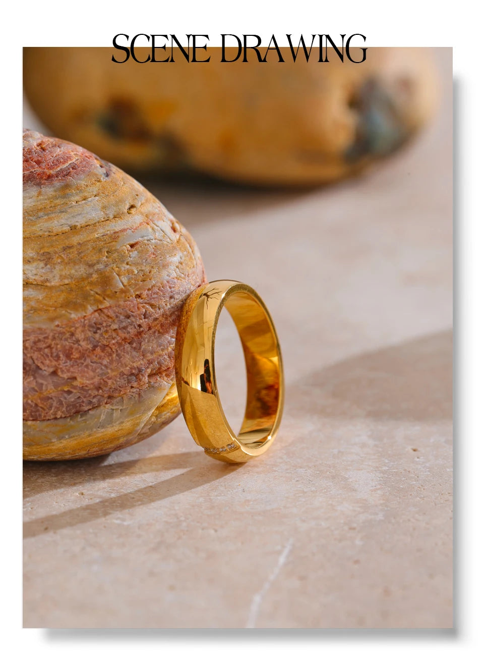 Cubic zirconia geometric ring in 18K gold-plated stainless steel with cubic zirconia.