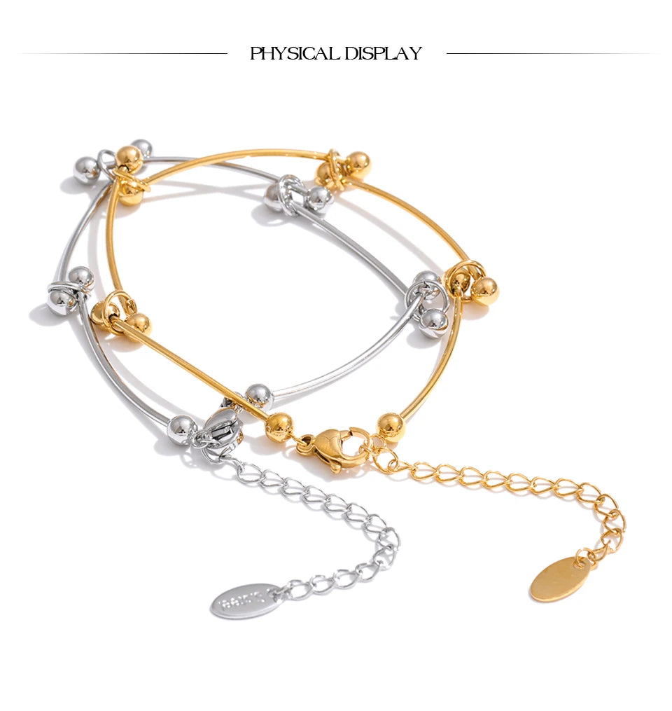 Minimalist Geometric Chain Bracelet — Gold-Plated Stainless Steel · PS1033