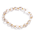 Natural Stone Beaded Geometric Bracelet — Gold-Plated Stainless Steel with Natural Stone · PS1019