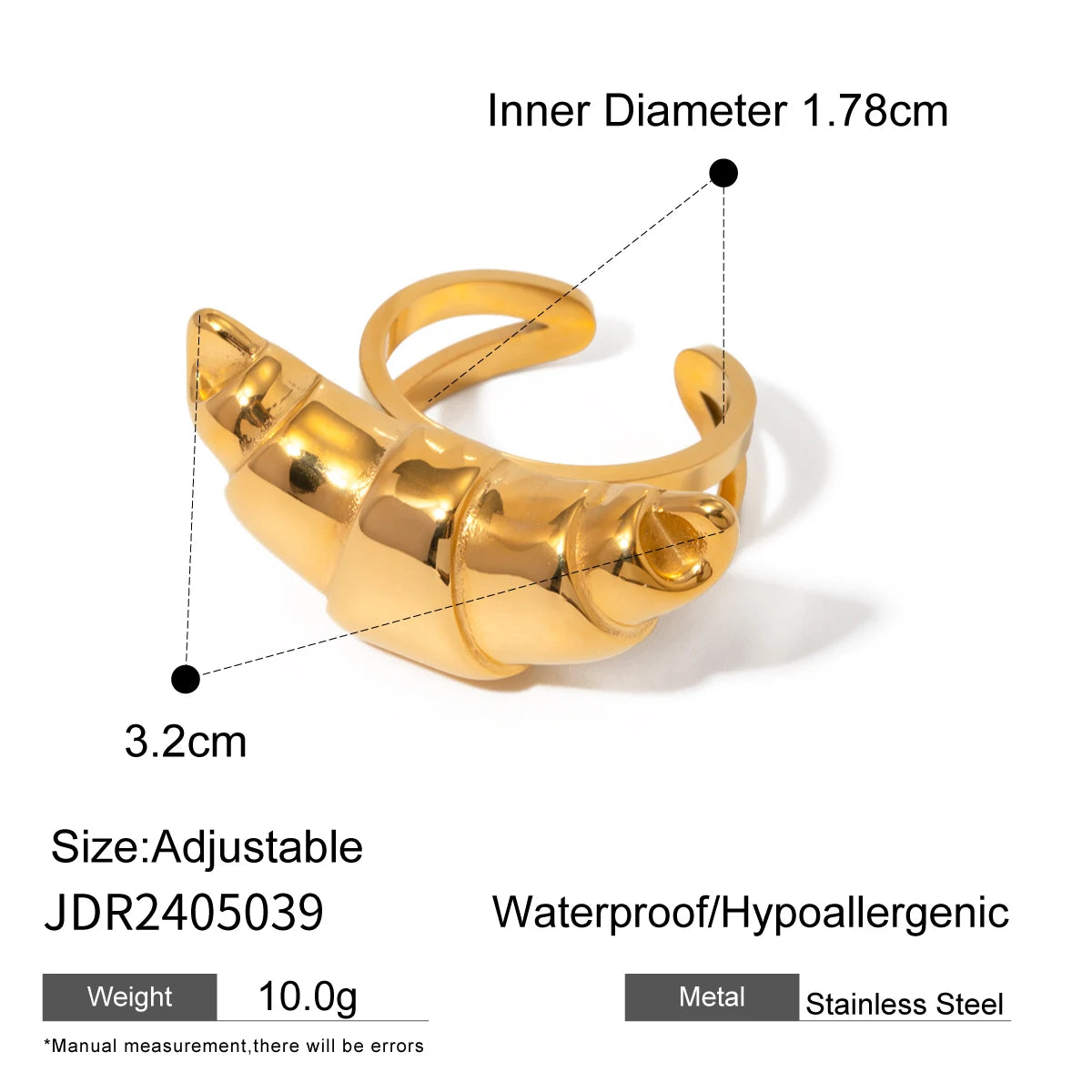 Spiral Shell Open Ring — Stainless Steel · PS245
