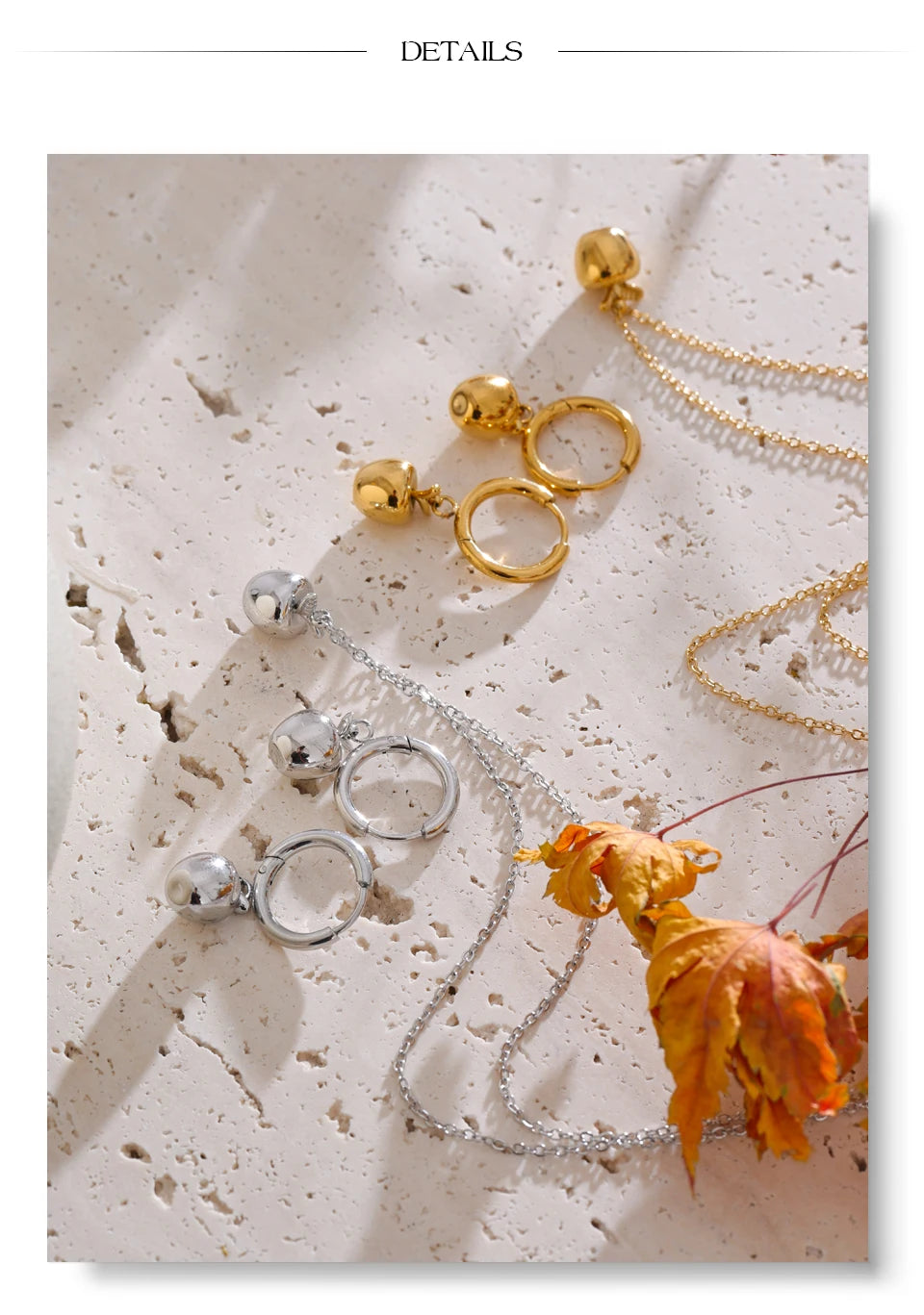 Geometric earrings in gold-plated stainless steel.