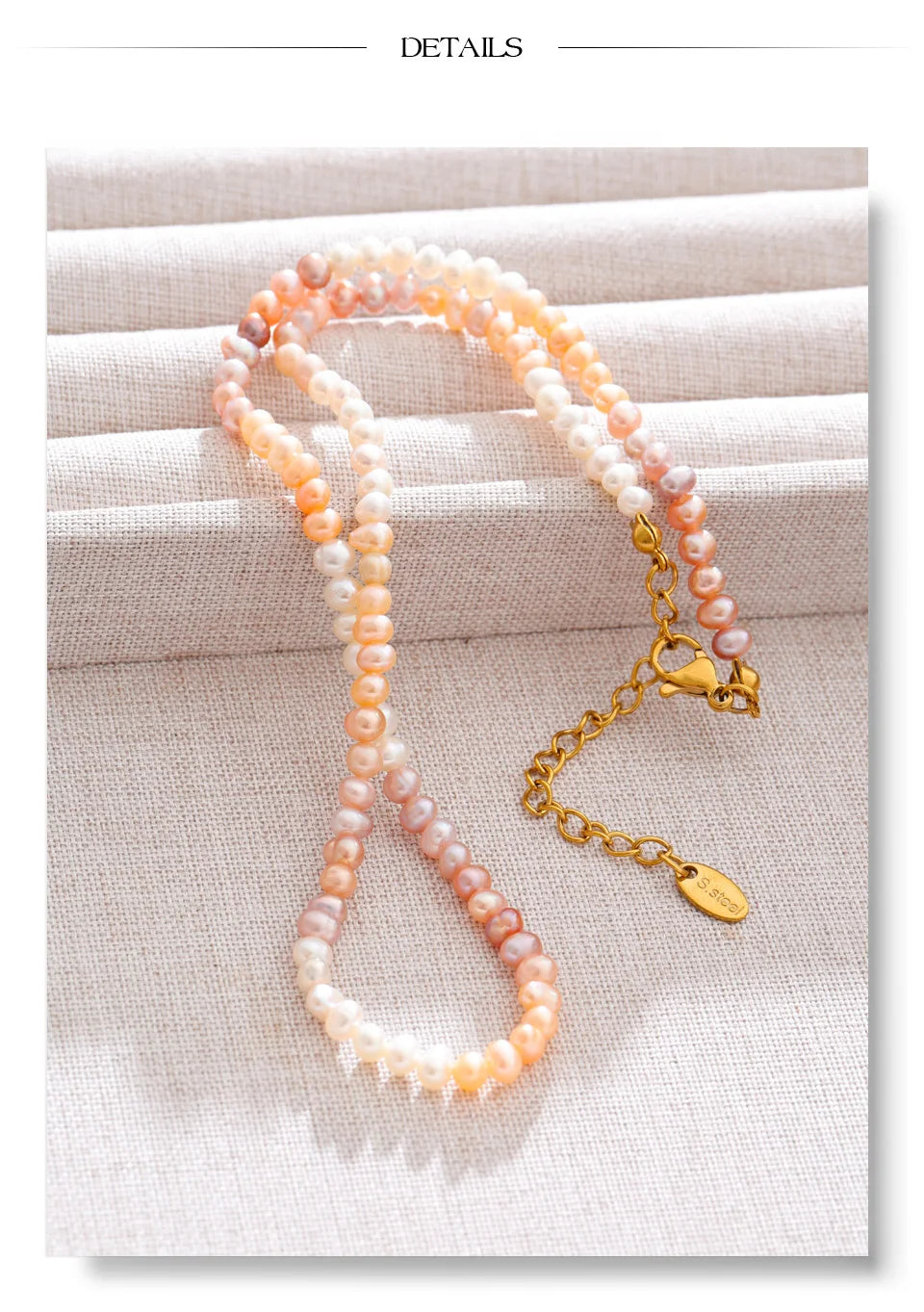 Freshwater pearl geometric necklace in gold-plated stainless steel with freshwater pearl.