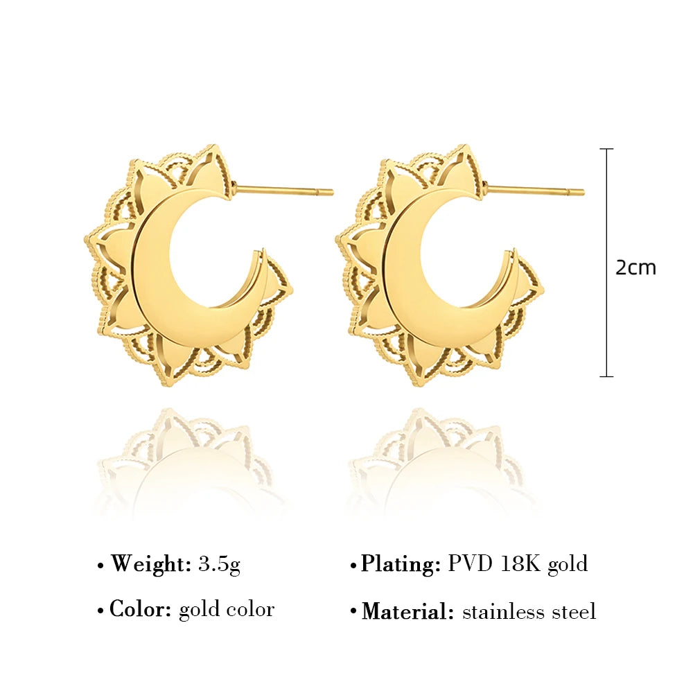 Hoop Earrings Metal C Shaped Geometric — 316L Stainless Steel · PS460