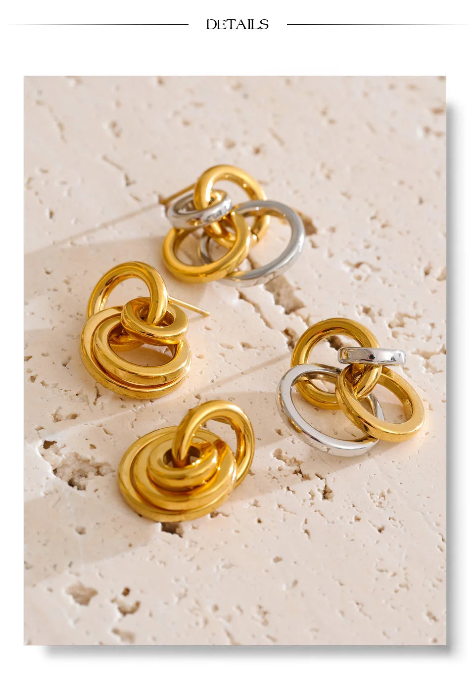 Geometric earrings in gold-plated stainless steel.