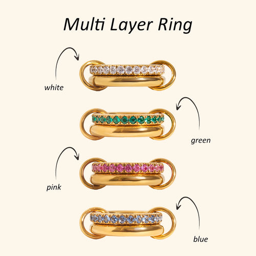 Color CZ Multi Layer Ring — Stainless Steel