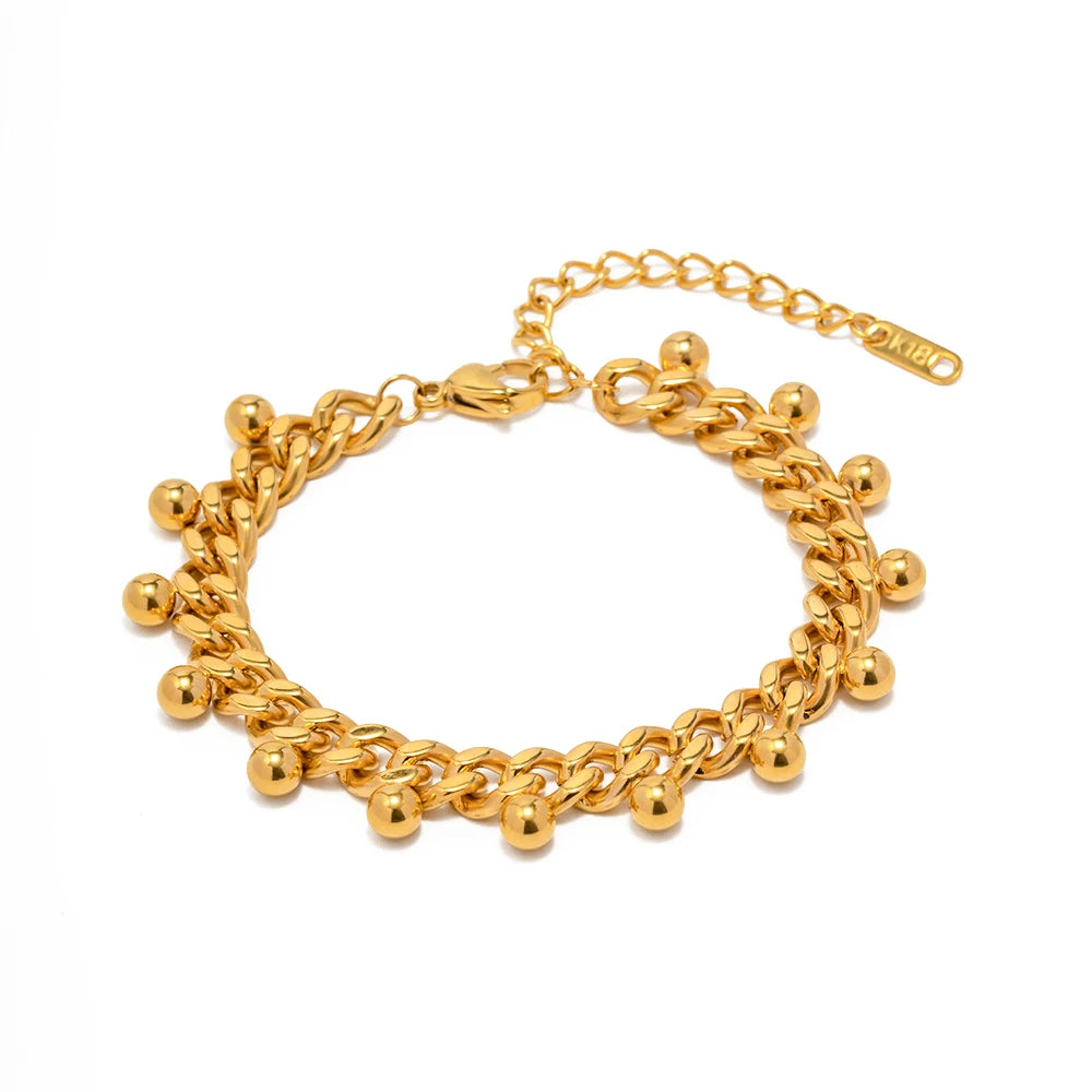 Chunky Bead Chain Bracelet — Stainless Steel · PS013
