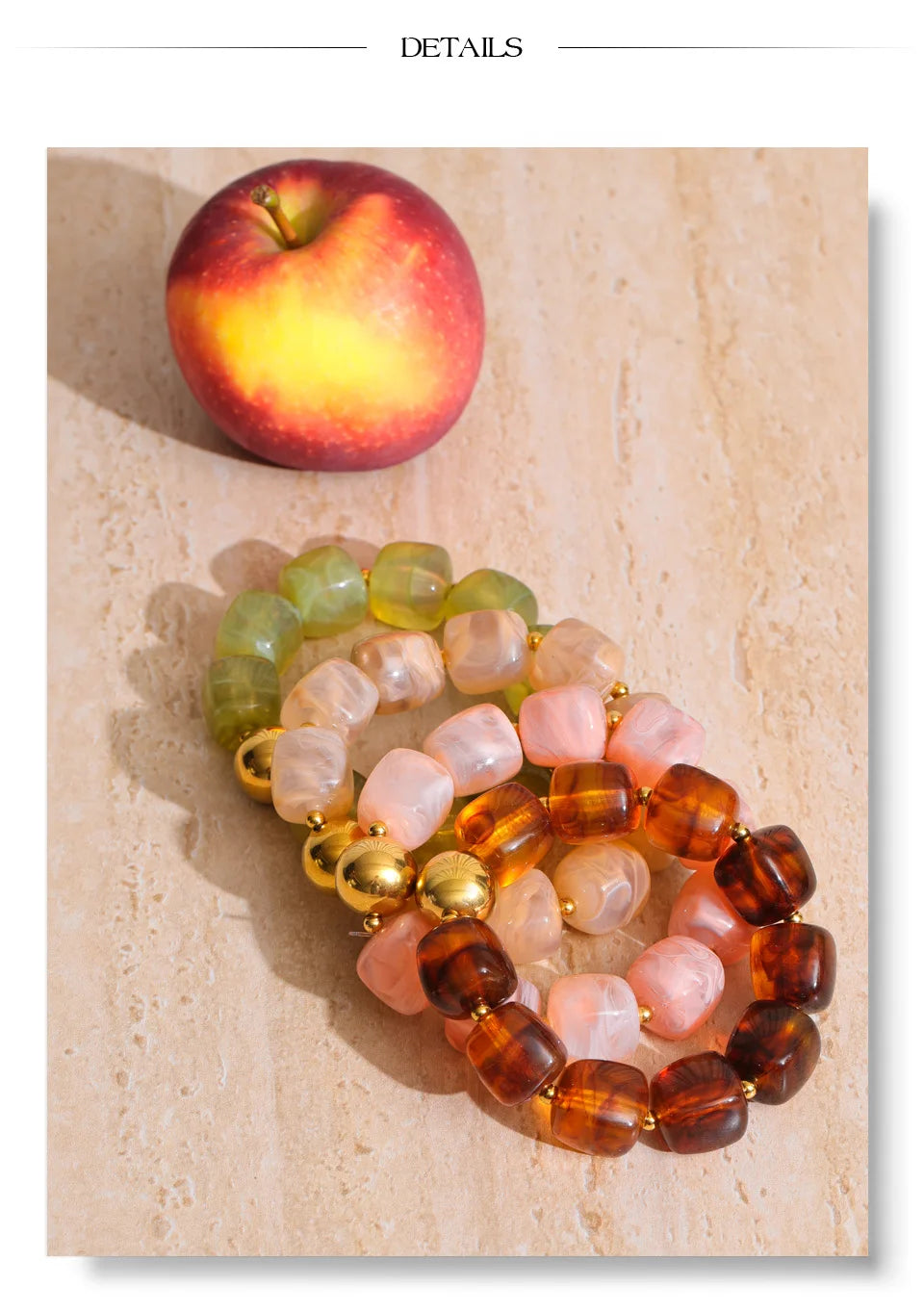 Acrylic Beaded Geometric Necklace — Gold-Plated Stainless Steel with Acrylic · PS2198
