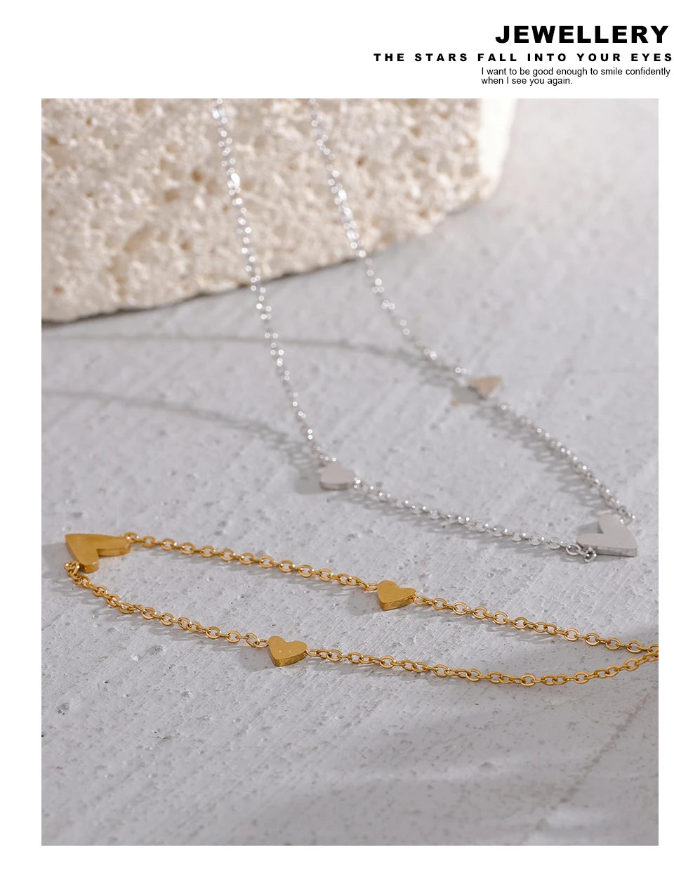 Heart Chain Anklet — Gold-Plated Stainless Steel · PS1660