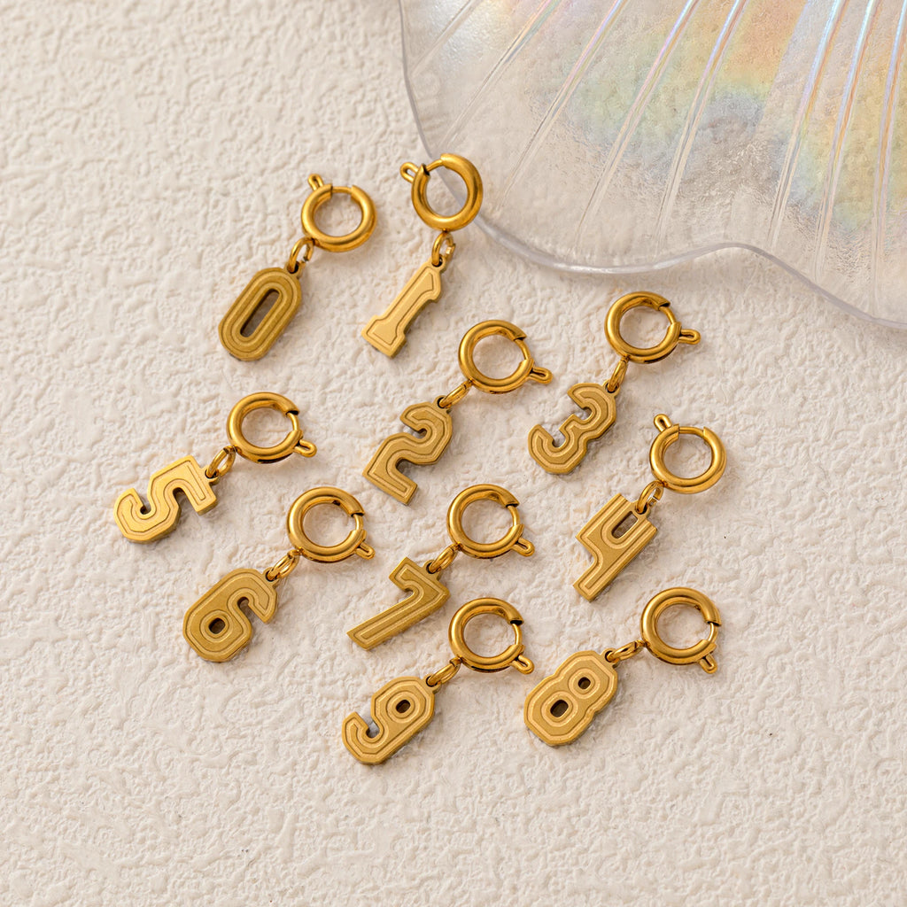 【DIY Pendant】Stainless Steel Number Charm Pendant - PS019