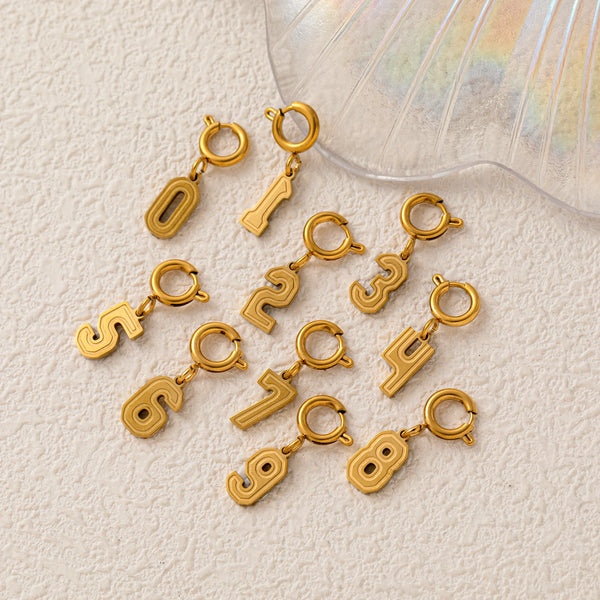【DIY Pendant】Stainless Steel Number Charm Pendant - PS019