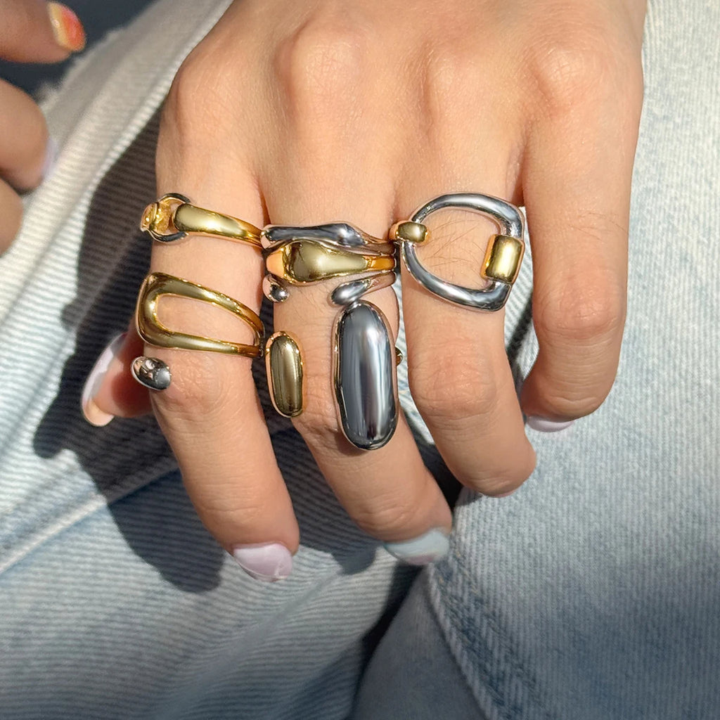 Mixed Stone Ring Stack — Stainless Steel · PS250