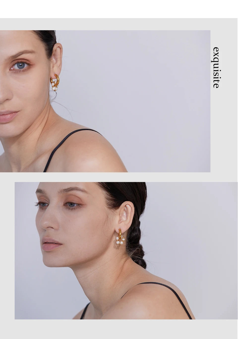 Freshwater Pearl Geometric Earrings — 18K Gold-Plated Stainless Steel with Freshwater Pearl · PS1683