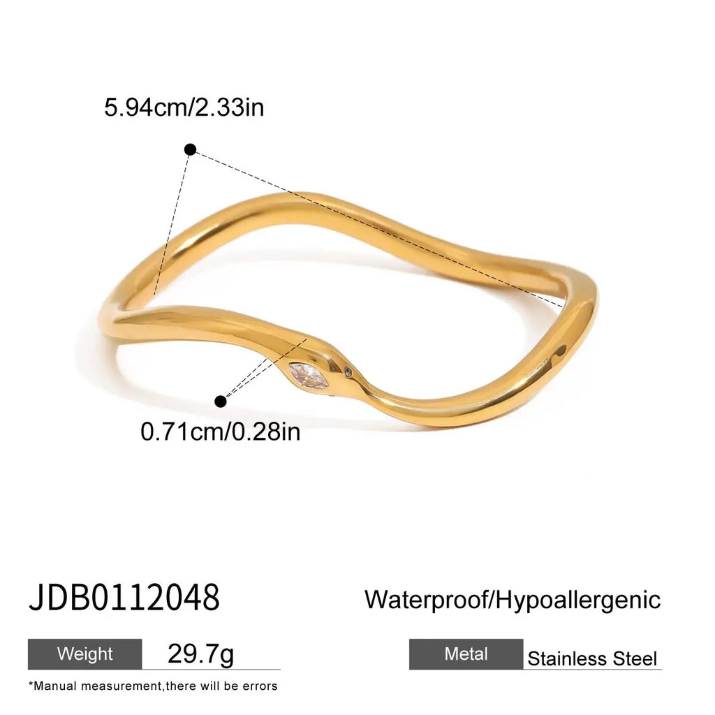 Snake Pearl Bangle Bracelet — Stainless Steel · PS034