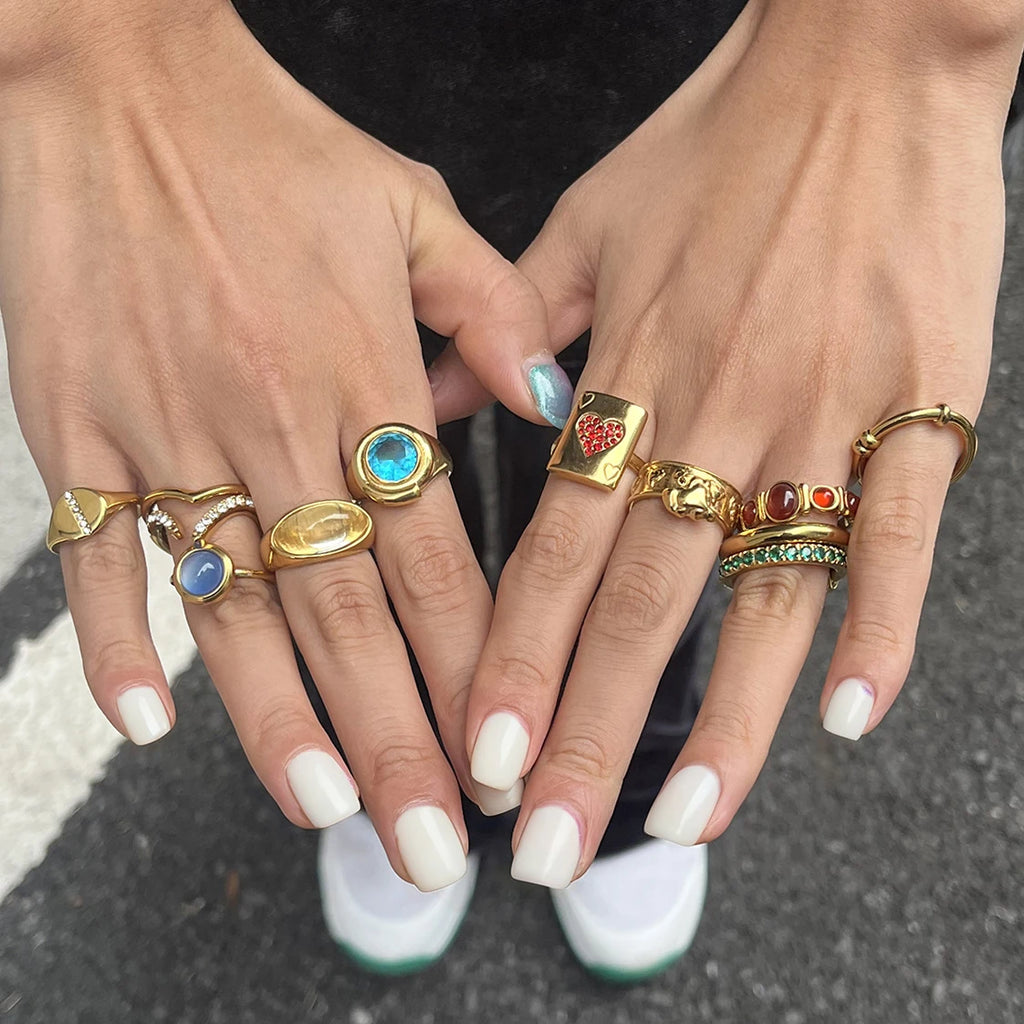 Color Stone Ring Stack — Stainless Steel · PS224