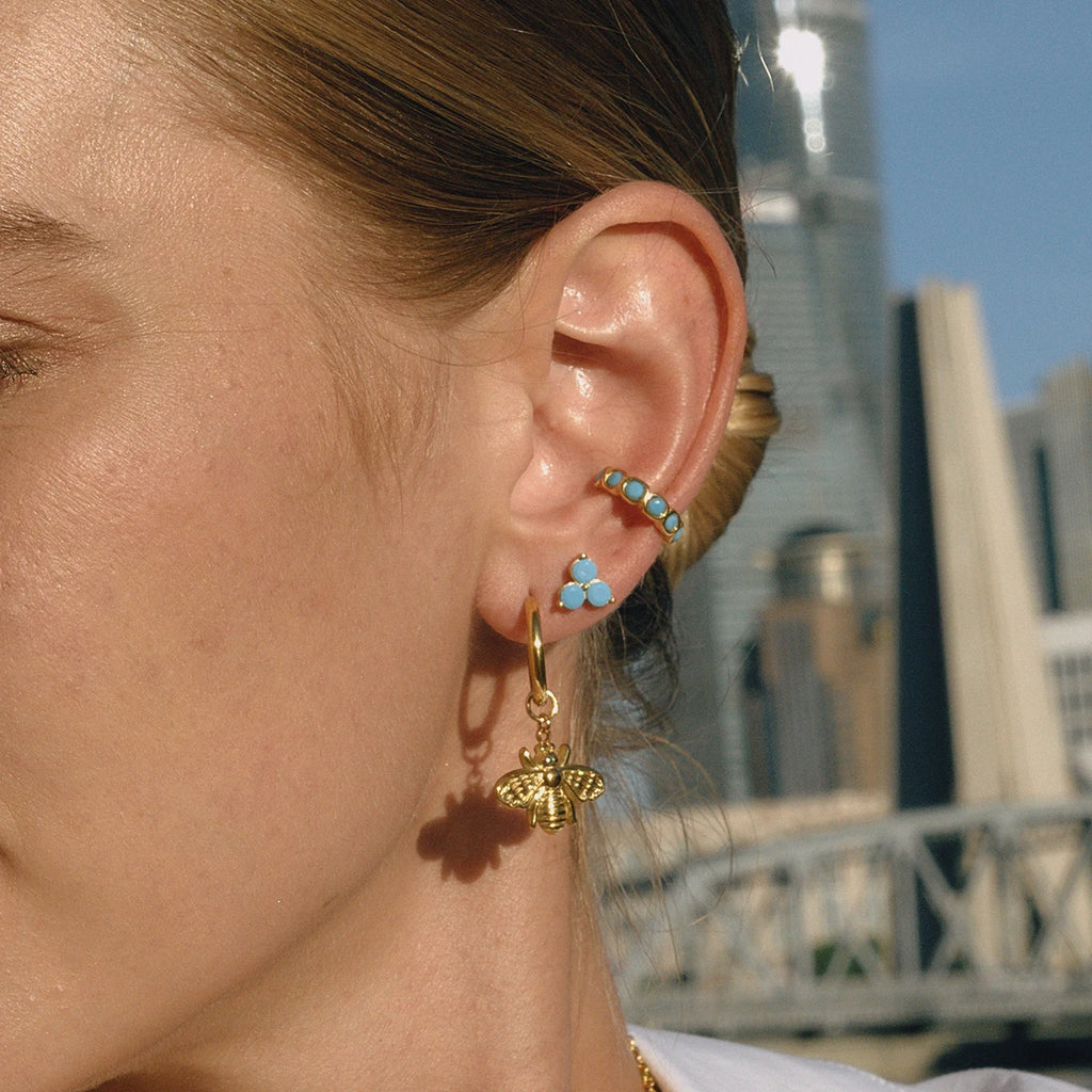 Blue Turquoise Ear Clip — Stainless Steel · PS281