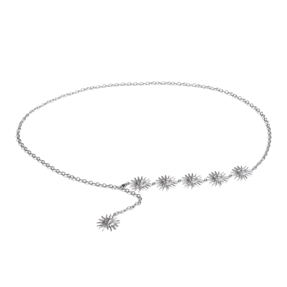 Sun geometric chain necklace in 18K gold-plated stainless steel.