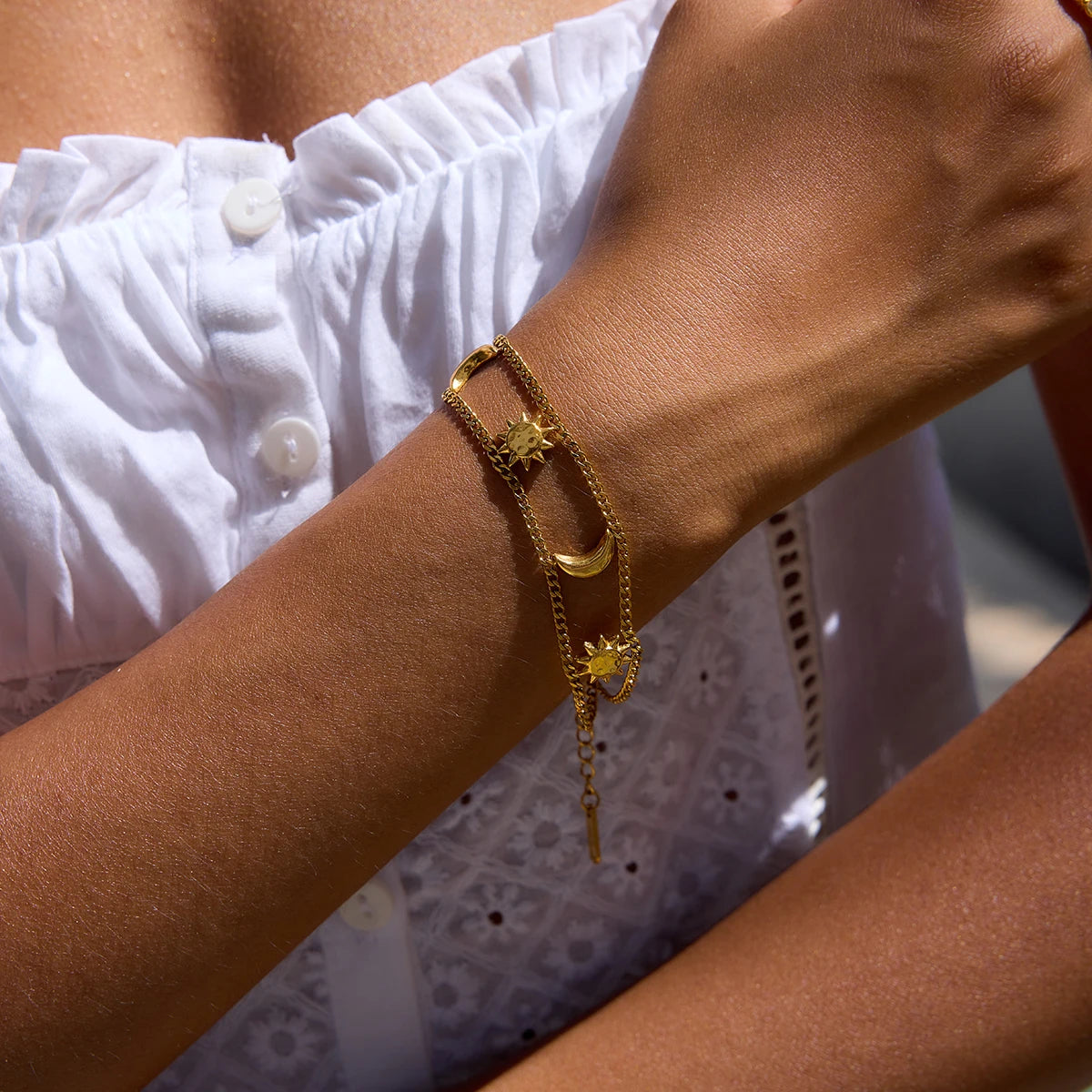 Sun Moon Bracelet — Stainless Steel · PS347