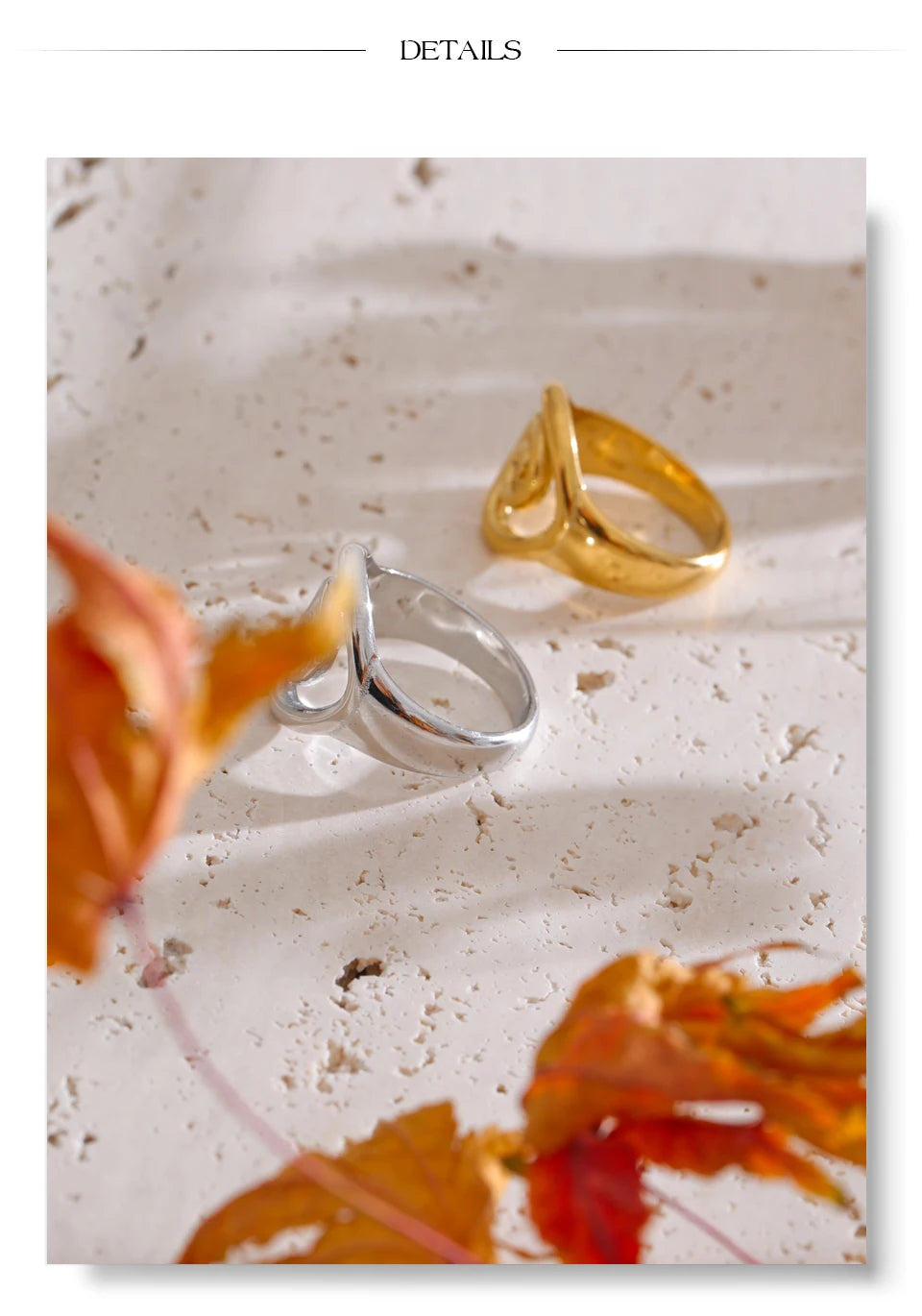 Geometric ring in gold-plated stainless steel.
