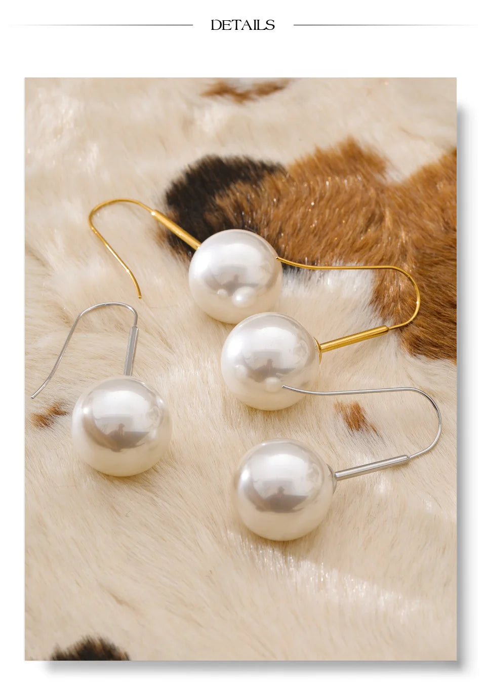Pearl geometric earrings in gold-plated stainless steel with pearl.