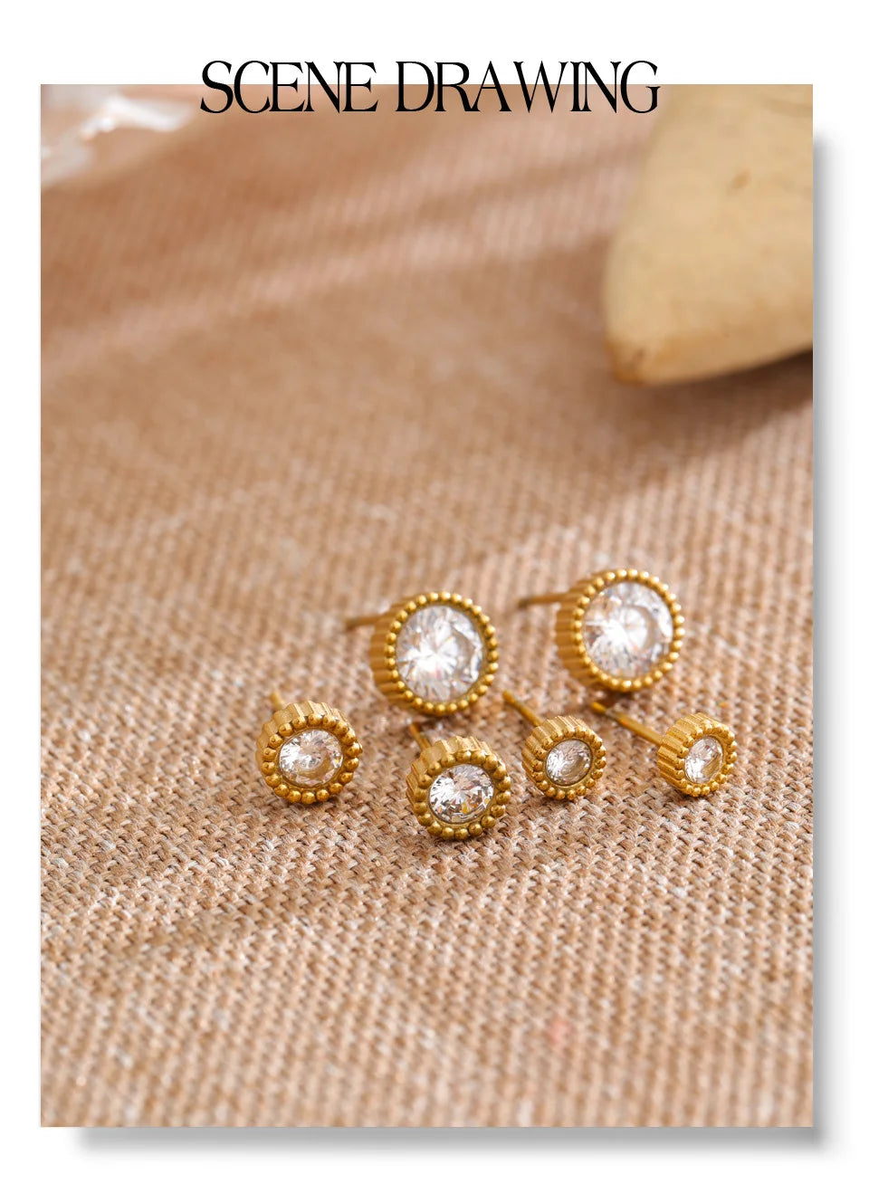 Cubic Zirconia Geometric Earrings — Gold-Plated Stainless Steel with Cubic Zirconia · PS1129