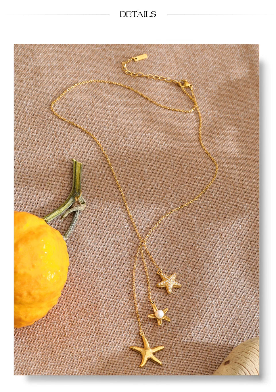 Cubic zirconia pearl shell necklace in gold-plated stainless steel with pearl and cubic zirconia.