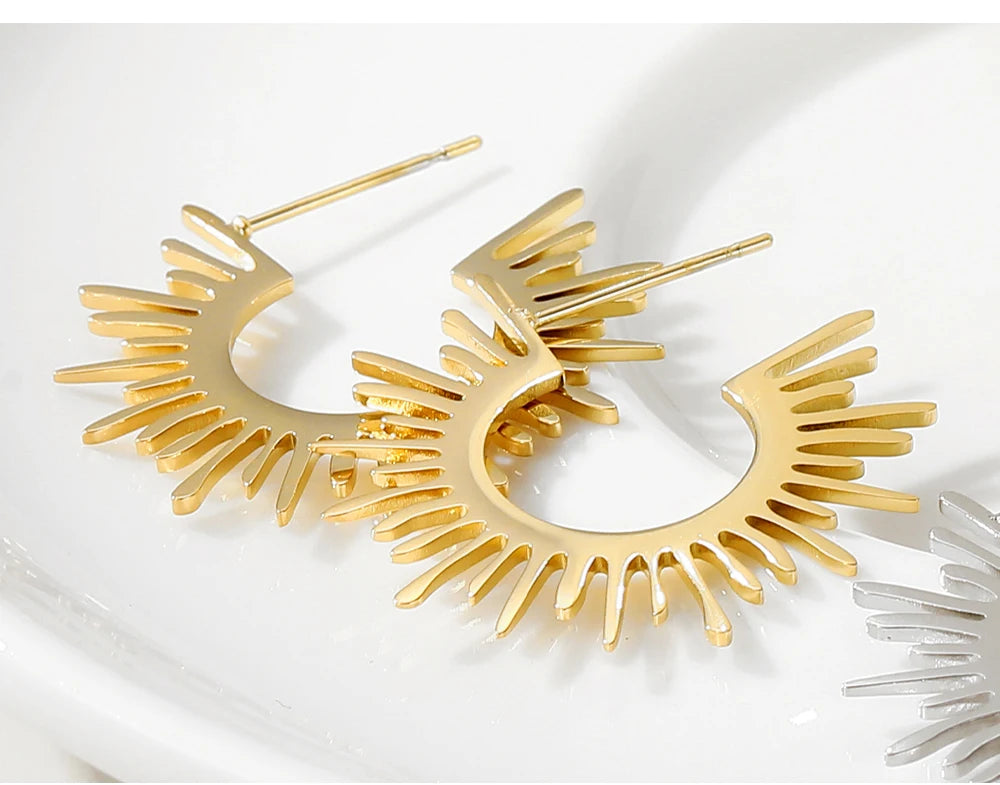 Hoop Earrings Metal Charm Y2K — 316L Stainless Steel · PS404