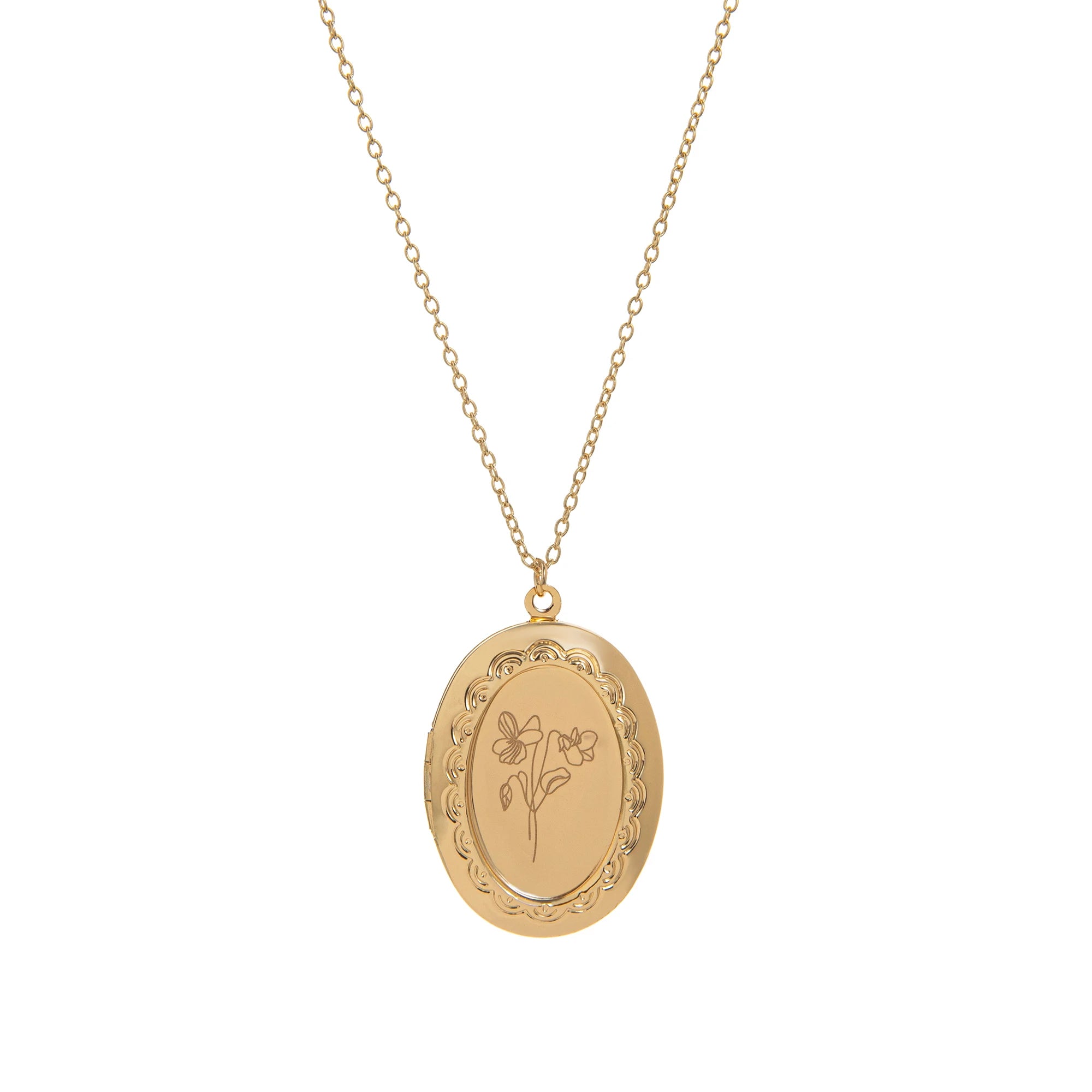 December Flower Opening and Closing Album Necklace Oval Flower Pendant Birth Flower Clavicle Chain Gold Plated Color Preserved