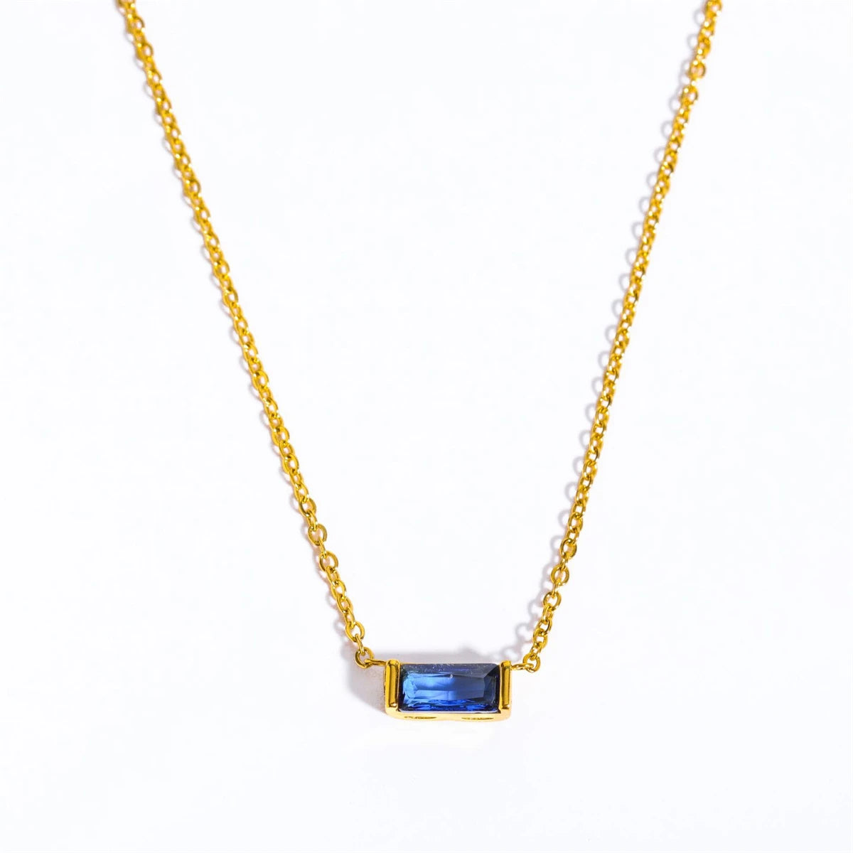 Twelve Month Birthday Stone Necklace 12 Birthday Stone Zircon Necklace Decoration Moon Stone Ladies Stainless Steel