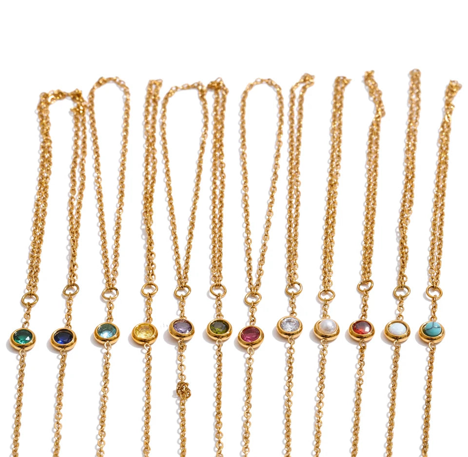 Cubic Zirconia Pearl Geometric Bracelet — Gold-Plated Stainless Steel with Pearl and Cubic Zirconia · PS1349