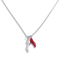 Red enamel geometric necklace in gold-plated stainless steel with enamel.