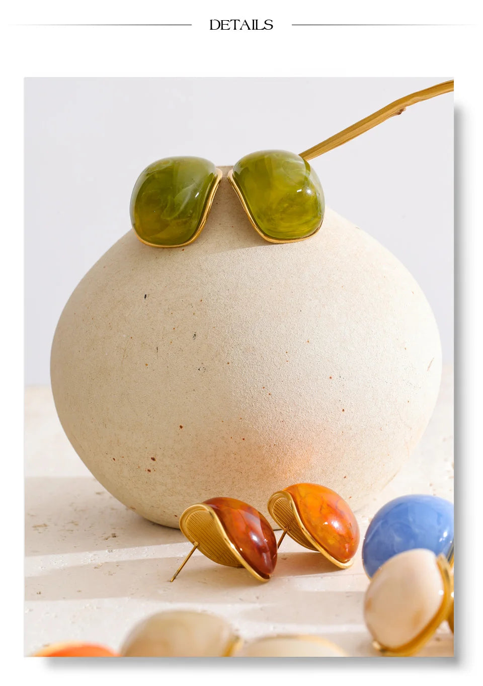 Resin Acrylic Y2K Earrings — Gold-Plated Stainless Steel with Resin and Acrylic · PS1858