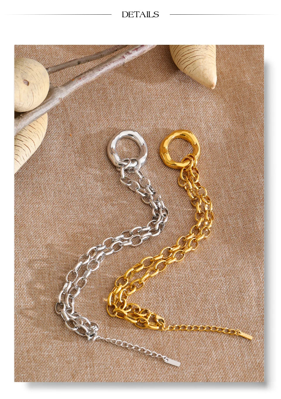 Coin geometric necklace in gold-plated stainless steel.