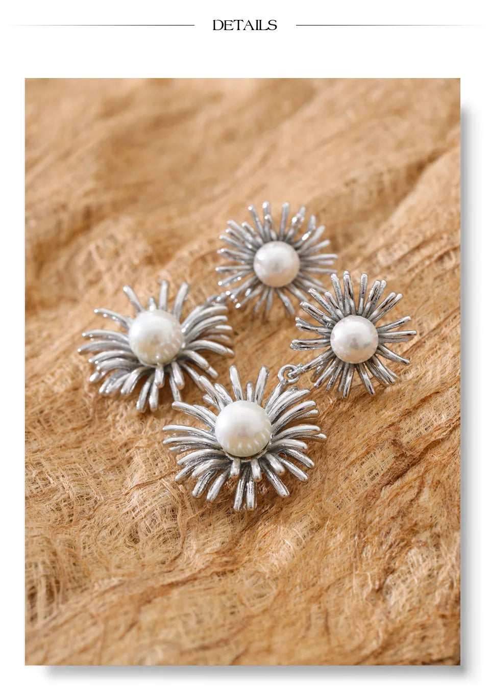 Pearl flower earrings in gold-plated stainless steel with pearl.