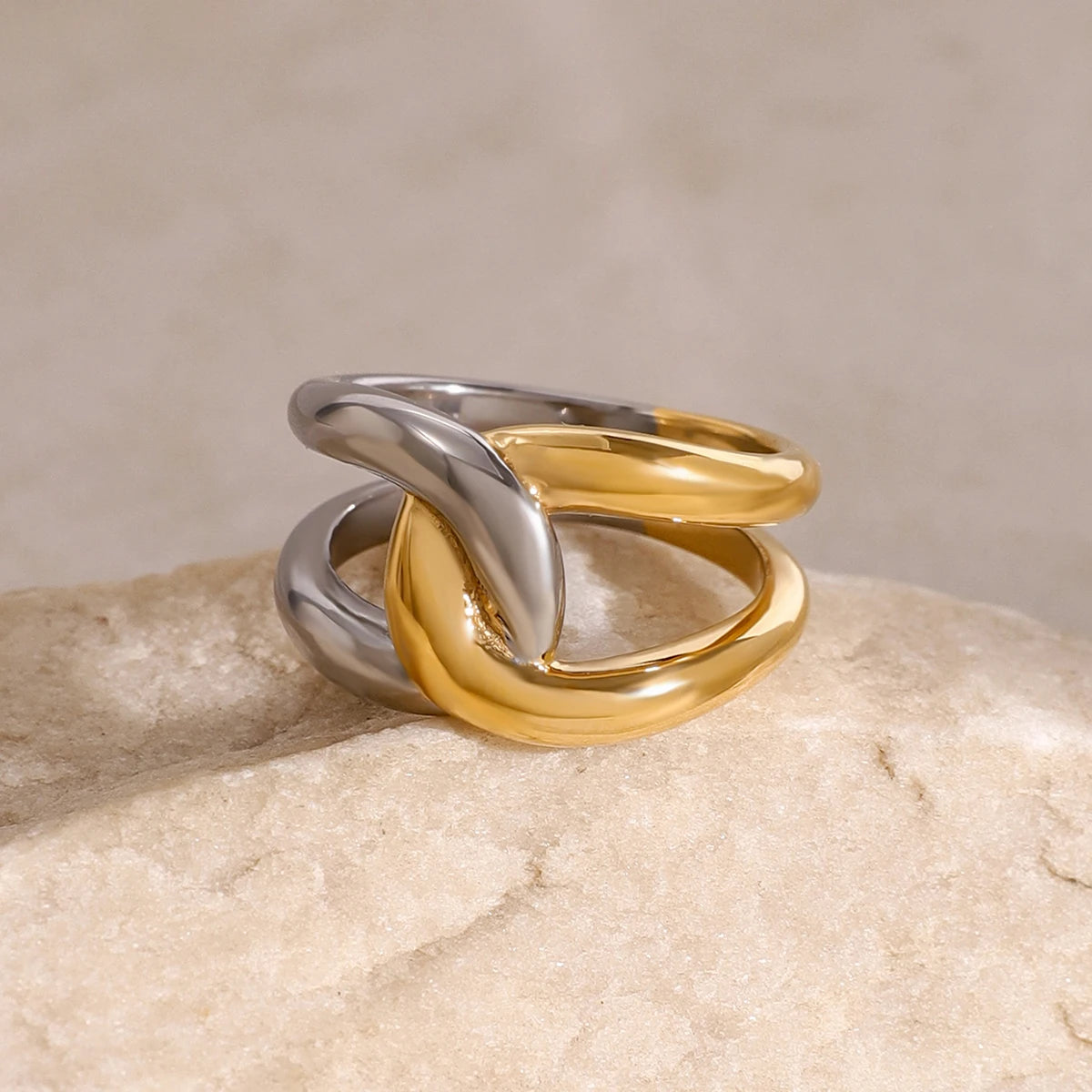 Two-Tone Knot Ring — Stainless Steel · PS271