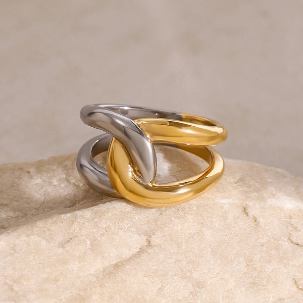 Two-Tone Knot Ring — Stainless Steel · PS271