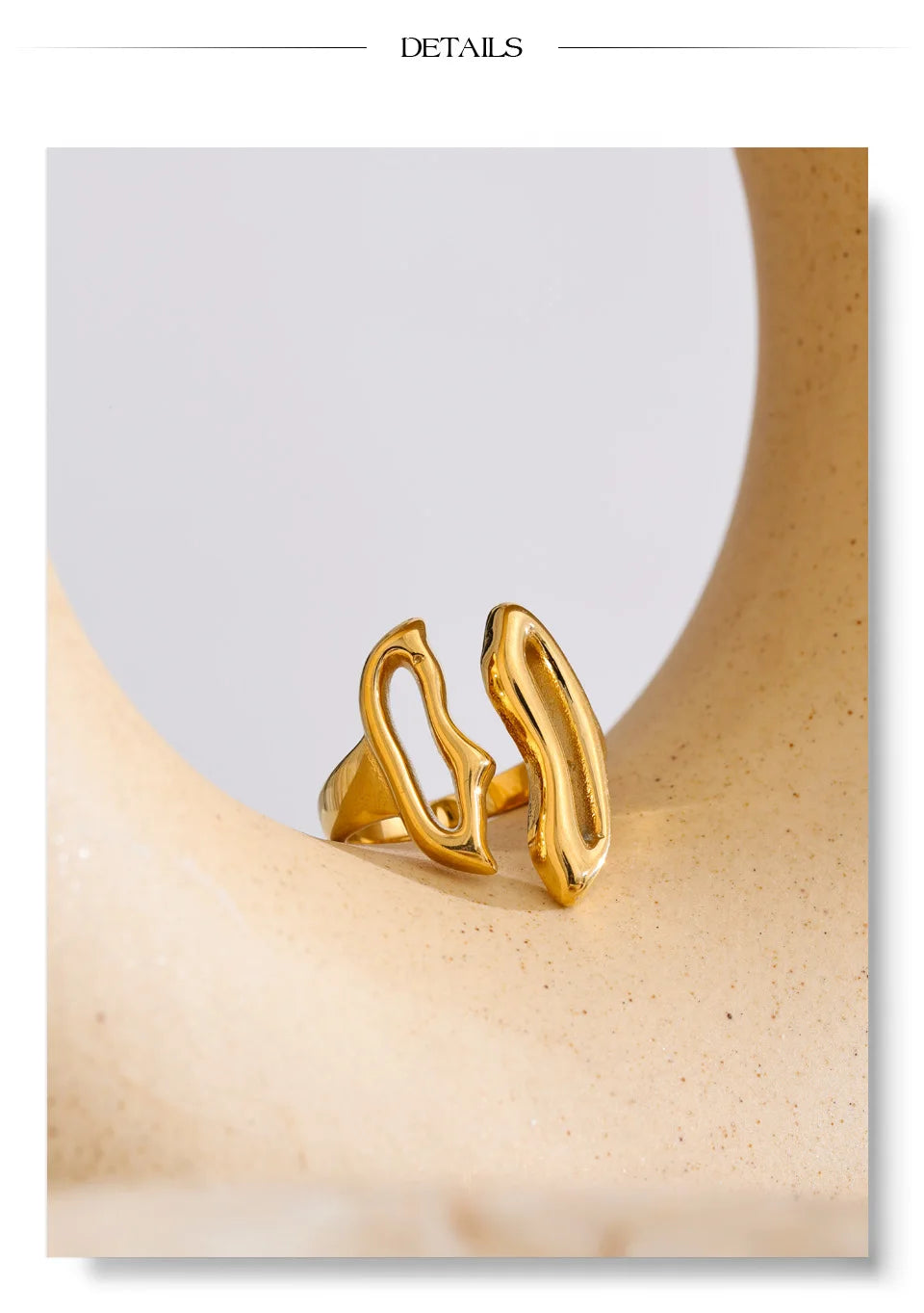 Geometric ring in gold-plated stainless steel.