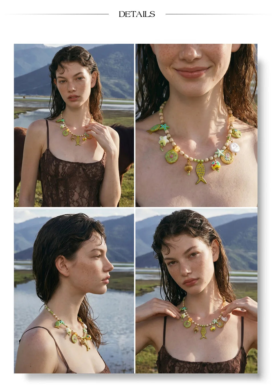 Resin star geometric necklace in gold-plated stainless steel with resin.