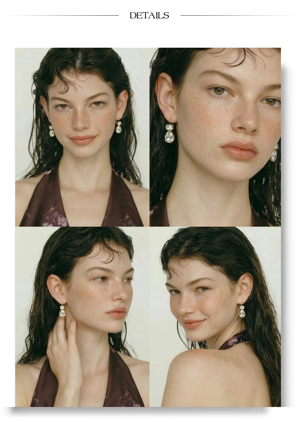Crystal geometric earrings in gold-plated stainless steel with crystal.