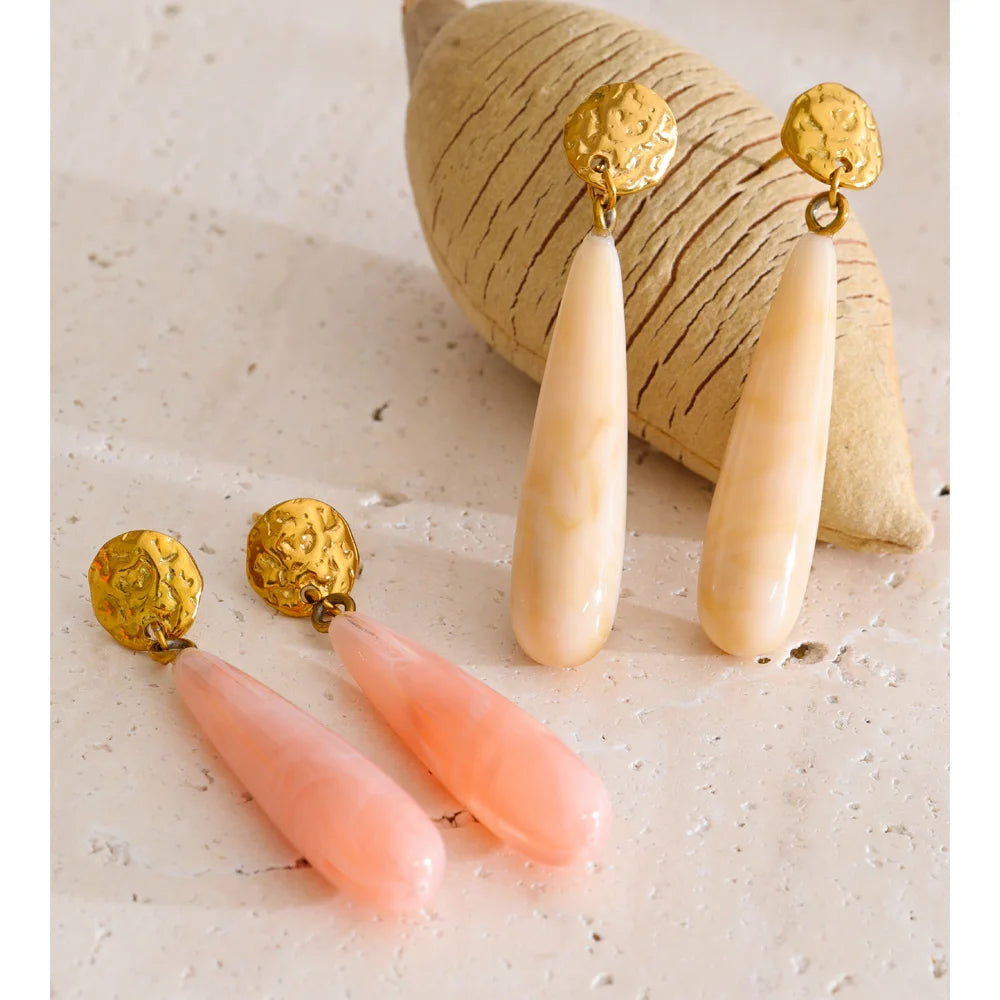 Resin Earrings — Gold-Plated Stainless Steel with Resin · PS2310
