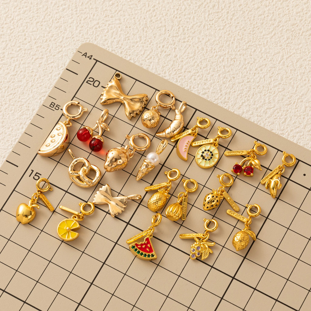 【DIY Pendant】18K Gold Plated Copper & Stainless Steel Food & Beverage Charm Pendant - PC015