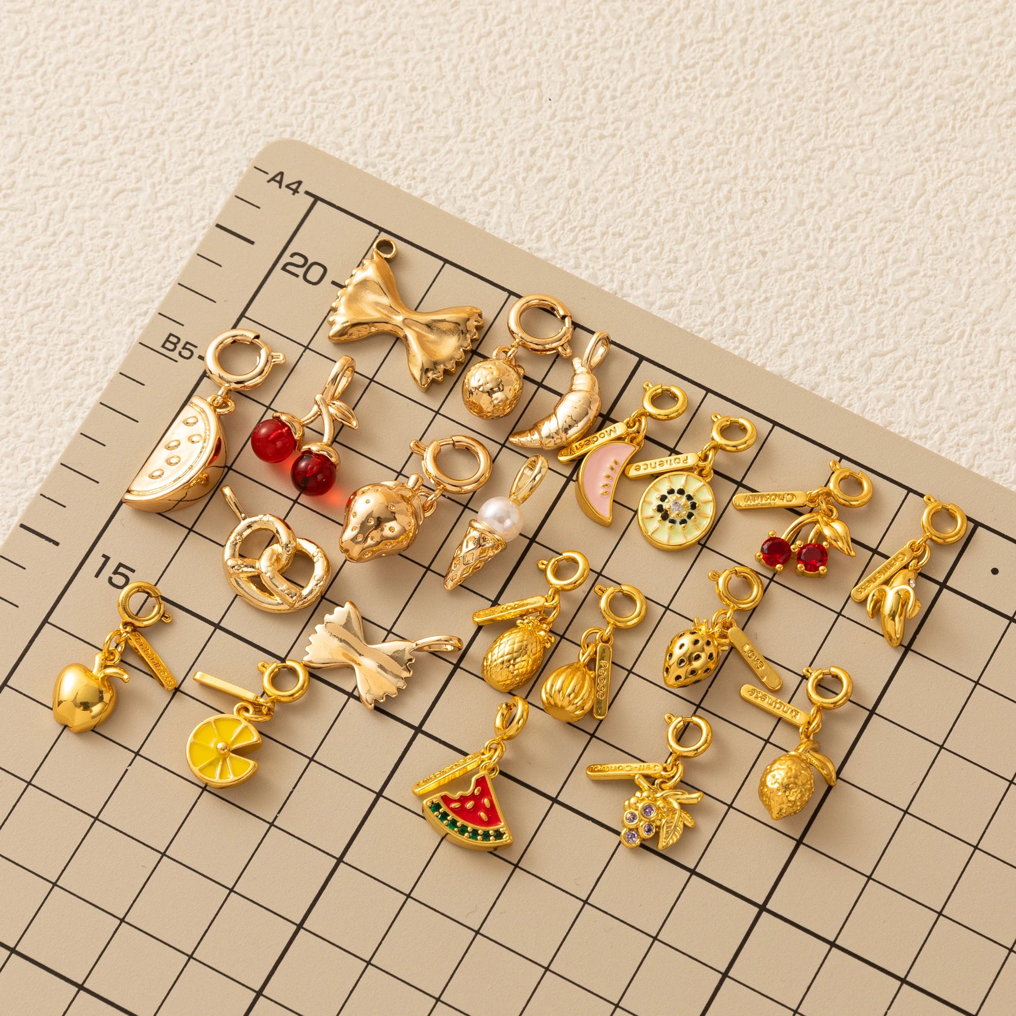 【DIY Pendant】18K Gold Plated Copper & Stainless Steel Food & Beverage Charm Pendant - PC015