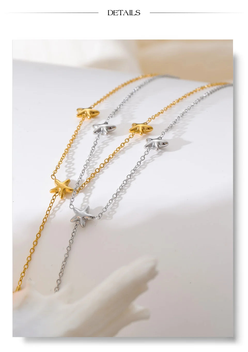 Star chain necklace in gold-plated stainless steel.