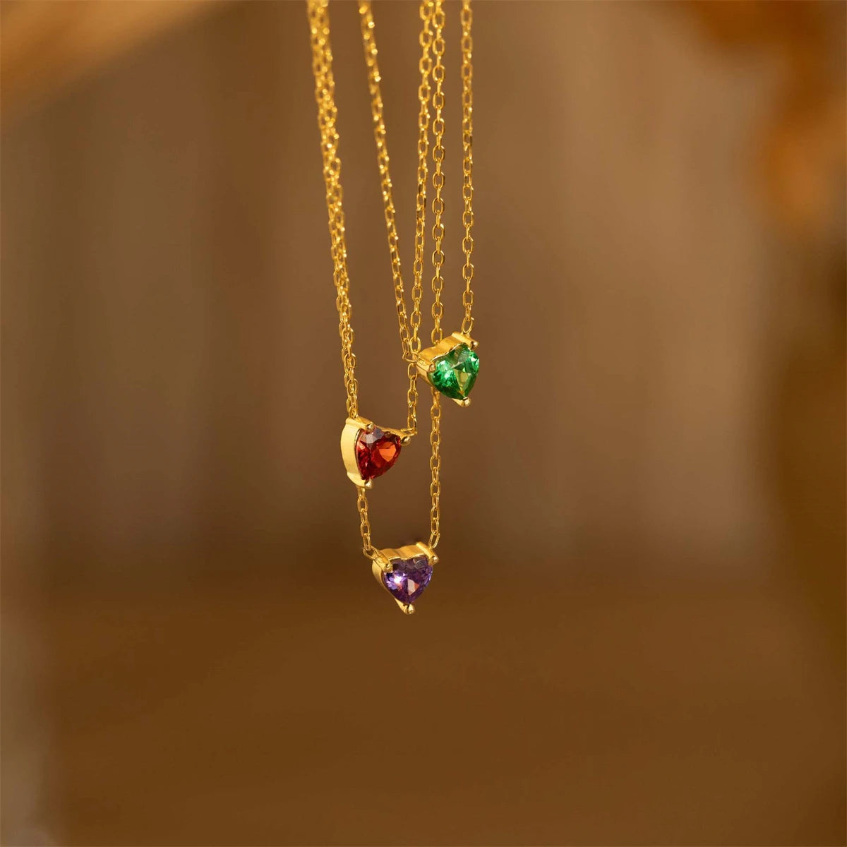 Stainless Steel Twelve Birthday Stone Necklace Love Pendant Necklace Month Stone